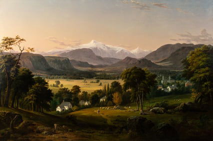 Attributed to Benjamin Champney (Am. 1817-1907), Fields below the White Mountains, North Conway, Oil