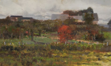 Ann Lofquist (Am. b. 1964), Autumn Red, Oil on panel, framed