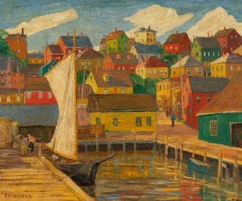 Frank Howard Kidder (Am. b. 1886), Harbor Hill, Oil on canvas, framed