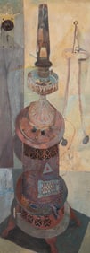 Morris Shulman (Am. 1912-1978), "Monhegan Light and Heat" 1950, Casein and gouache on paper laid to