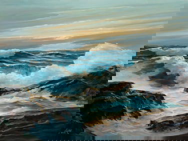 John Anthony Bartok (Am. 1938-2002), "Morning Tide - Down East" 1972, Oil on canvas, framed