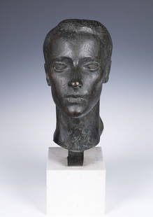 Mary Callery (Am. 1903-1977), Portrait of Pamela, 1945, Bronze: Mary Callery (Am. 1903-1977) Portrait of Pamela, 1945 Bronze Unsigned; "Modern Art FDRY N.Y." insized along support Approx. 15 3/4" x 7 3/4" x 12 3/4" sculpture actual, 5 /516" x 6 5/16" x 7