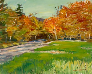 Cadwallader Lincoln Washburn (Am. 1866-1965), Autumn Road, Oil on canvas, framed