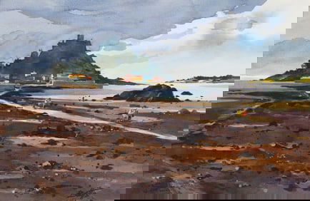 Edward Betts (Am. 1920-2008), "Passing Storm" (Saint Michael's Mount) 1985, Watercolor on paper,