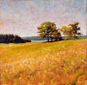 Alec Richardson (Am. 20th Century), "Road to Haystack Revisited" 2004, Oil on canvas laid to panel,