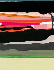 John Laurent (Am. 1921-2005), "Chernobyl" 1986, Acrylic and collage on board, framed under glass