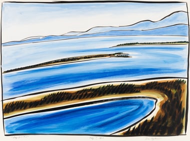 Eric Hopkins (Am. b. 1951), "Deep Cove #2" 1987, Watercolor on paper, framed under glass