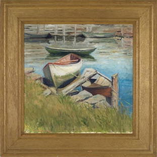 Fern Coppedge, Boats, North Shore: Fern Coppedge Am. 1838–2010 Boats, North Shore Signed "Fern Coppedge" l.l. Oil on canvas 14 x 14 in. (35.6 x 35.6 cm)