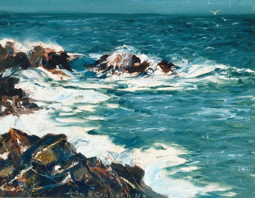 John Grabach, The Atlantic: John Grabach Am. 1886–1981 The Atlantic Signed "John Grabach, N.A." l.c. Oil on canvas 14 x 18 in. (35.6 x 45.7 cm) Property of Evine Eriksson, Front Royal, Virginia