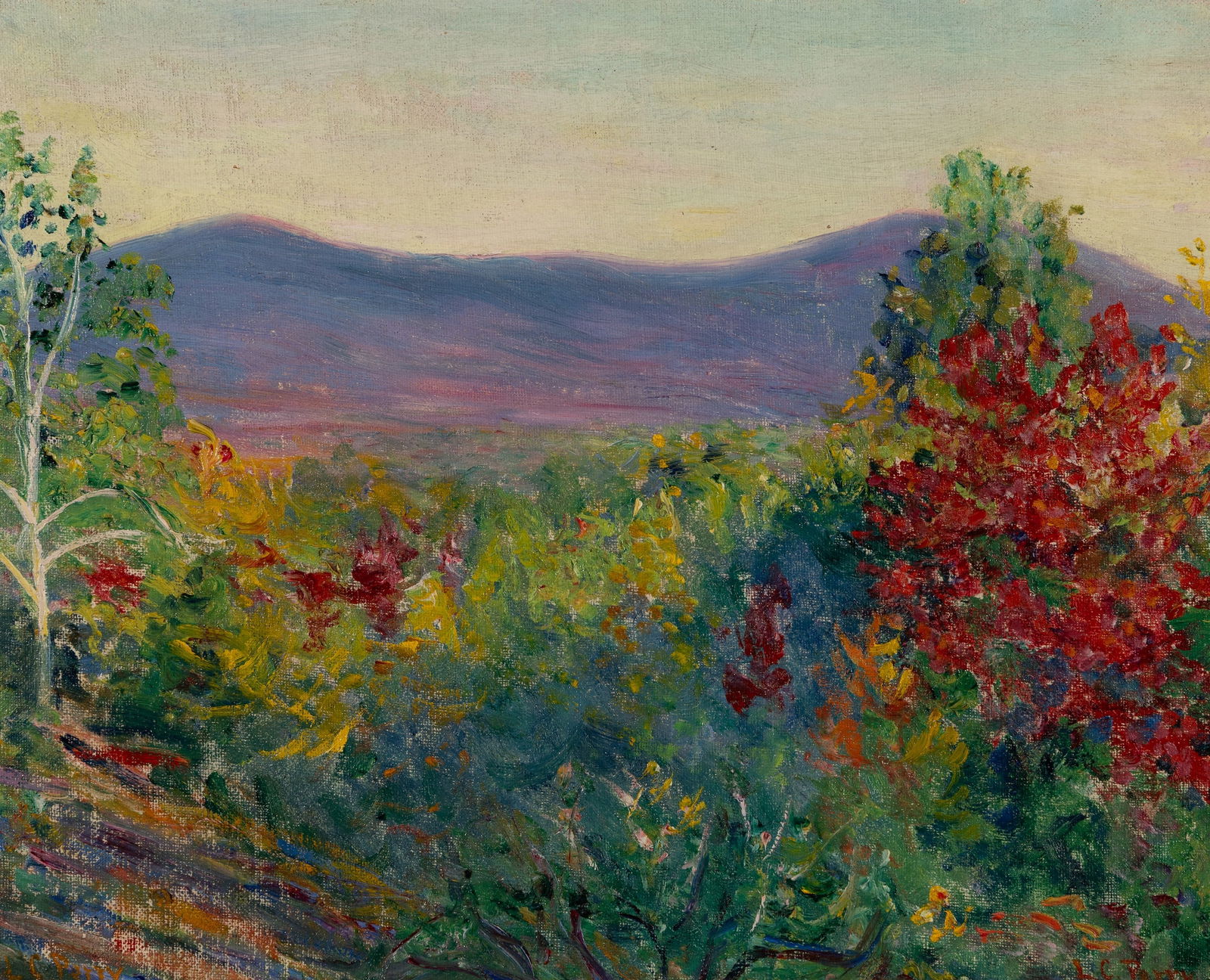 Lilla Cabot Perry (Am. 1848-1933), "Pack-Monadnock from Hancock N.H." 1918, Oil on canvasboard, (1 of 8)