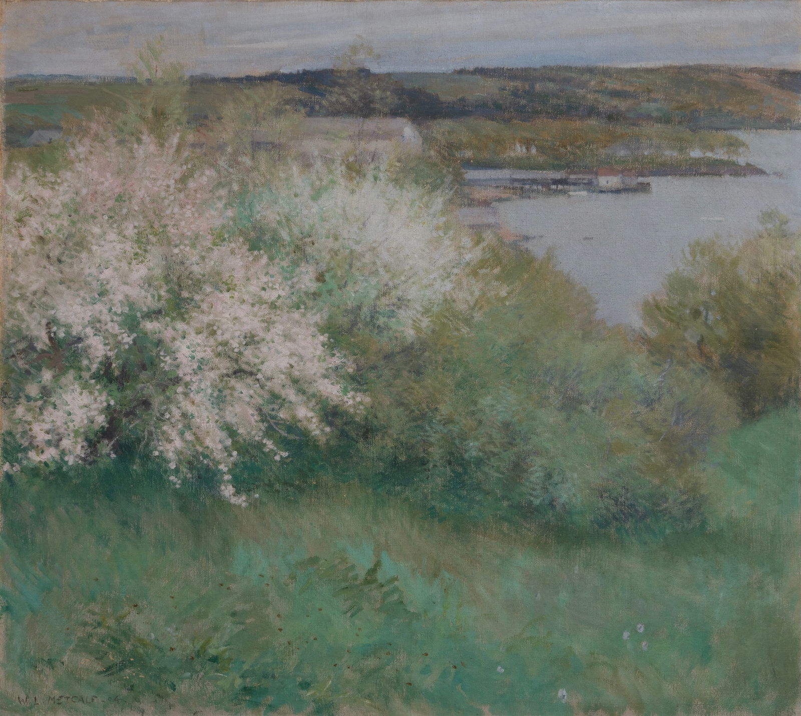 Willard Leroy Metcalf (Am. 1858-1925), Spring, 1904, Oil on canvas, framed: Willard Leroy Metcalf (Am. 1858-1925) Spring, 1904 Oil on canvas, framed Signed and dated l.l., inscribed "june 1, 1904" in pencil on upper stretcher bar, biographical material attached to frame ve