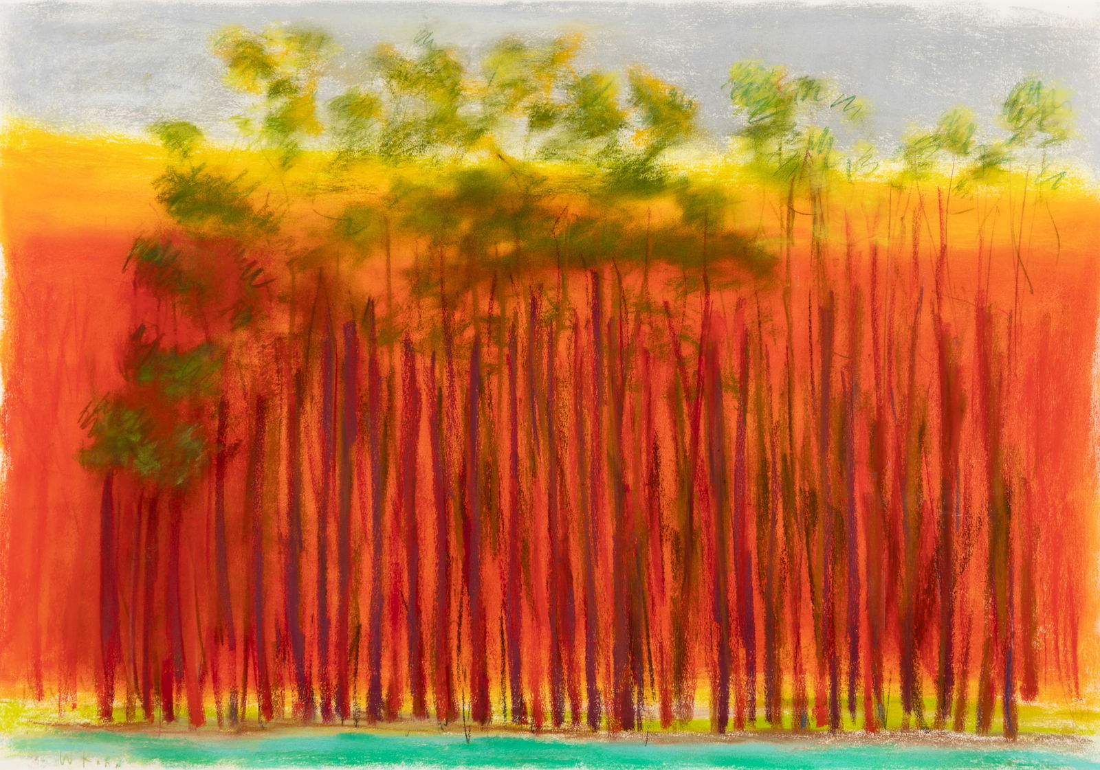 Wolf Kahn (Am. 1927-2020), Predominantly Red, Pastel on paper, framed under glass: Wolf Kahn (Am. 1927-2020) Predominantly Red Pastel on paper, framed under glass Signed l.l. 29" x 41 1/2" sight, 35 1/4" x 47 1/2" framed Provenance: Private