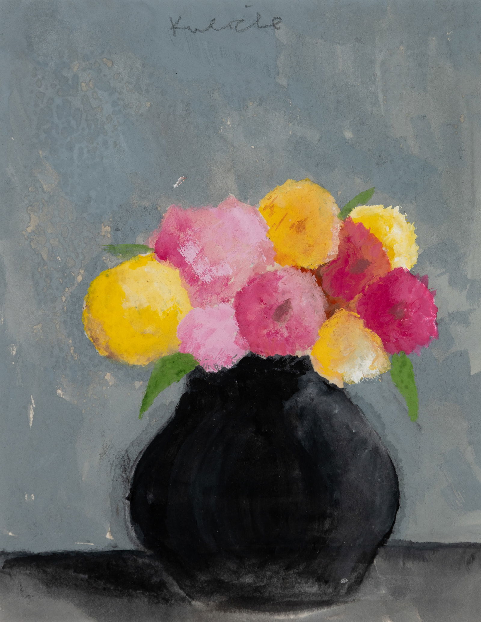 Robert Kulicke (Am. 1924-2007), Soft Bouquet, Watercolor and gouache on paper, framed under glass: Robert Kulicke (Am. 1924-2007) Soft Bouquet Watercolor and gouache on paper, framed under glass Signed u.c. 7 3/4" x 6" sight, 15 3/4" x 14 1/8" framed Provenance: