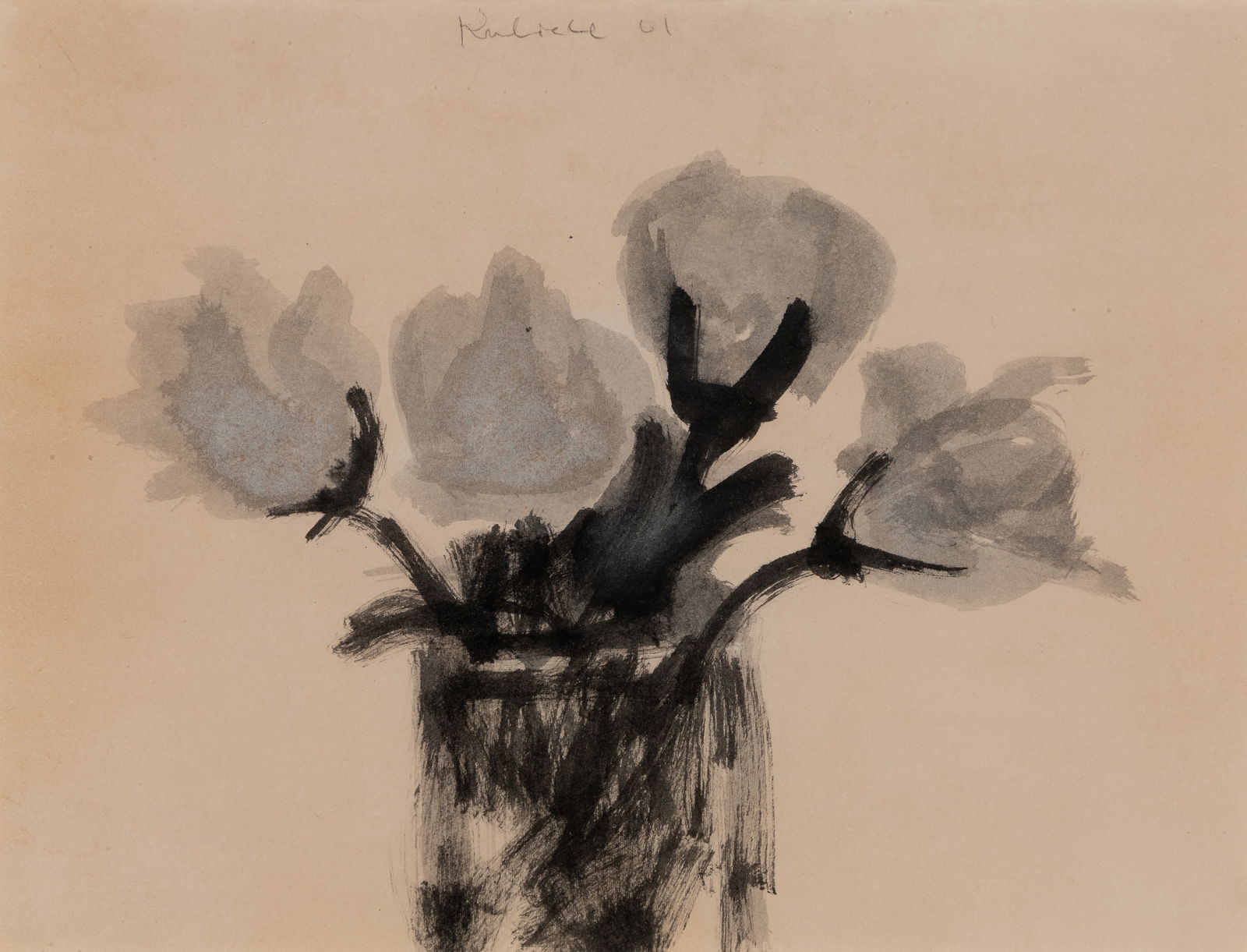 Robert Kulicke (Am. 1924-2007), Grey Bouquet, 2001, Watercolor on paper, framed under glass (1 of 5)