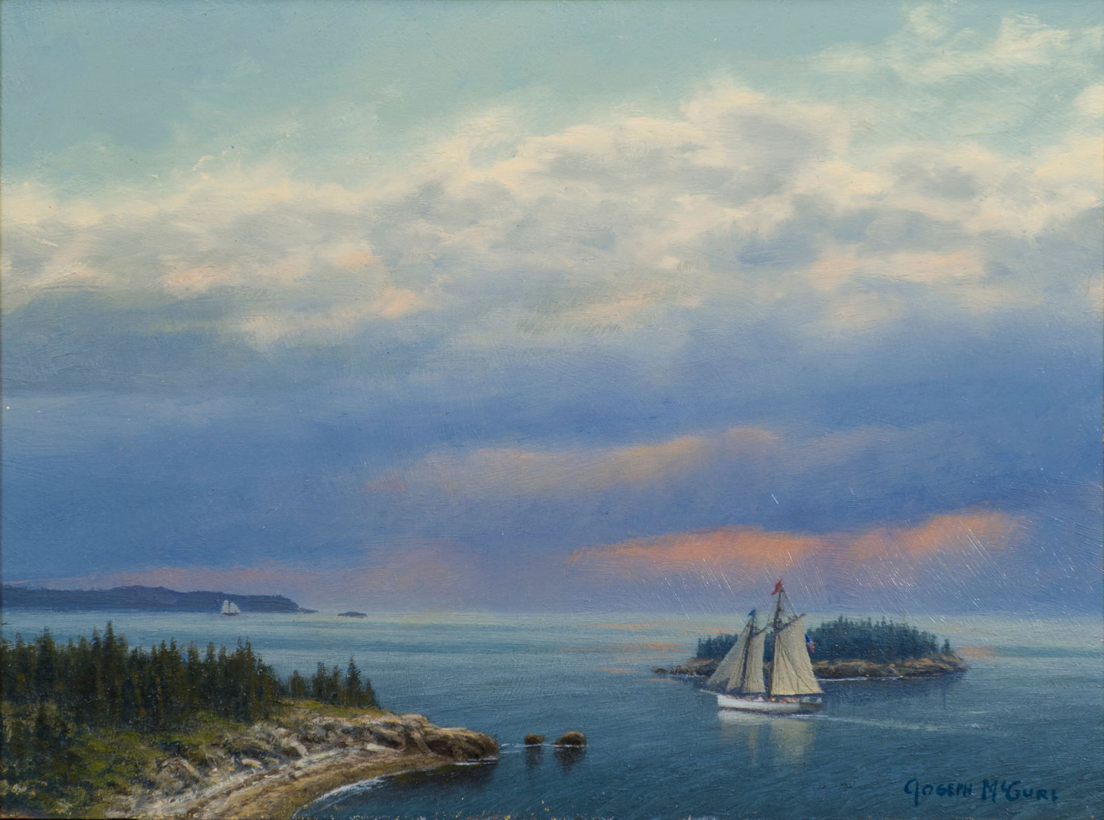 Joseph McGurl (Am. b. 1958), Cruising on the Coast, Oil on wood panel, framed (1 of 5)