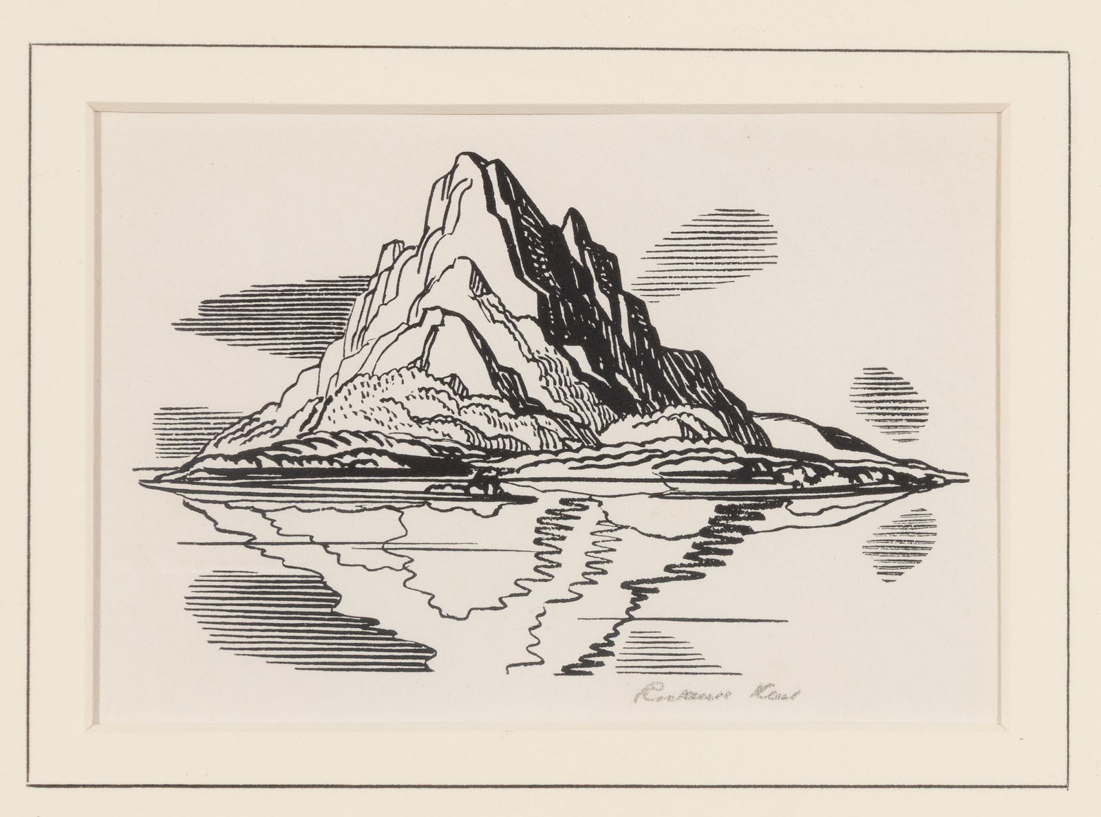 Rockwell Kent (Am. 1882-1971), Native Island, from Herman Melville’s Moby Dick (1930), Wood: Rockwell Kent (Am. 1882-1971) Native Island, from Herman Melville’s Moby Dick (1930) Wood engraving on paper, framed under glass Signed in pencil l.r., inscribed "2" in pencil u.r. on sheet 3