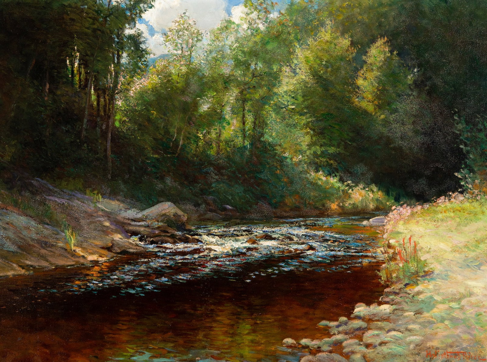 H. Winthrop Peirce (Am. 1850-1935), River Scene, Oil on canvas, framed (1 of 5)