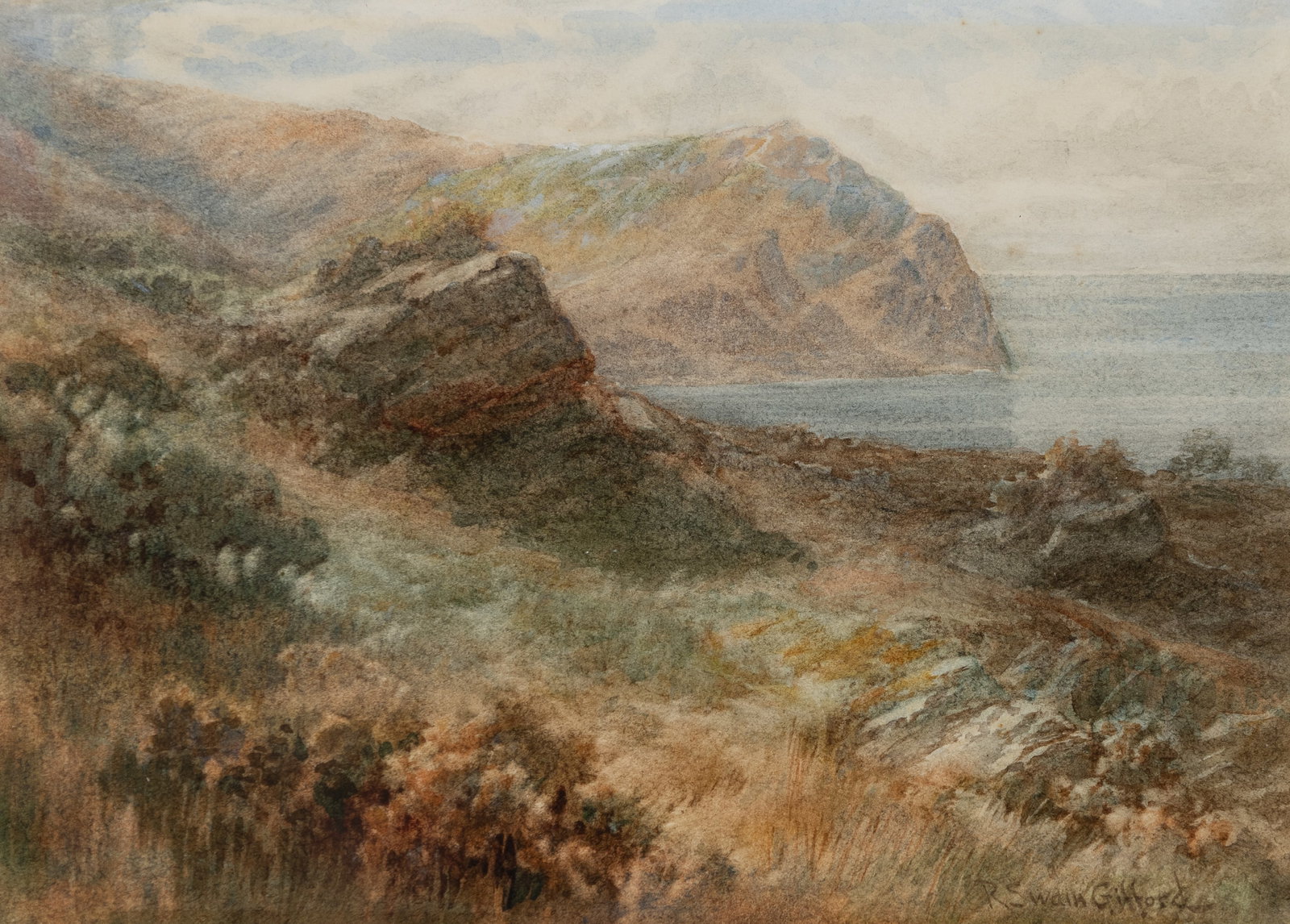 Robert Swain Gifford (Am. 1840-1905), Monhegan, Watercolor on paper, framed under glass (1 of 5)