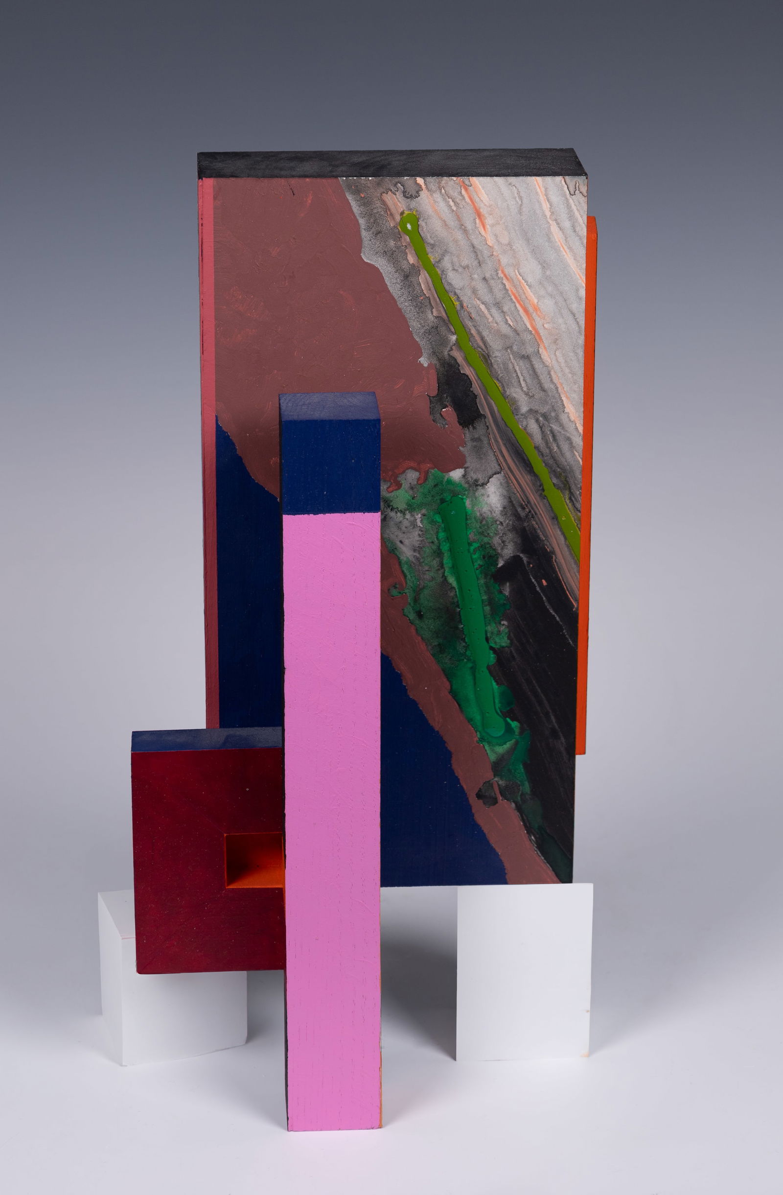 William Manning (Am. b. 1936), "P829" 2016, Acrylic on wood construction: William Manning (Am. b. 1936) "P829" 2016 Acrylic on wood construction Signed, titled, and dated verso Approx. 5 1/8" x 15 1/4" x 7 5/8" actual Provenance: F