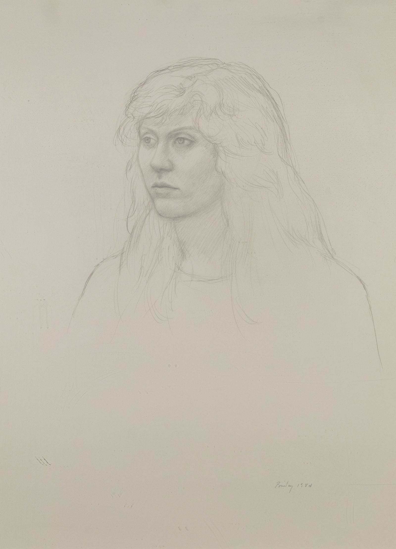 William Bailey (Am. 1930-2020), "Portrait of C" 1984, Pencil on paper, framed under glass: William Bailey (Am. 1930-2020) "Portrait of C" 1984 Pencil on paper, framed under glass Signed and dated l.r., titled on Donald Morris Gallery label on backing 28" x 20 1/2" actual, 35 15/16"