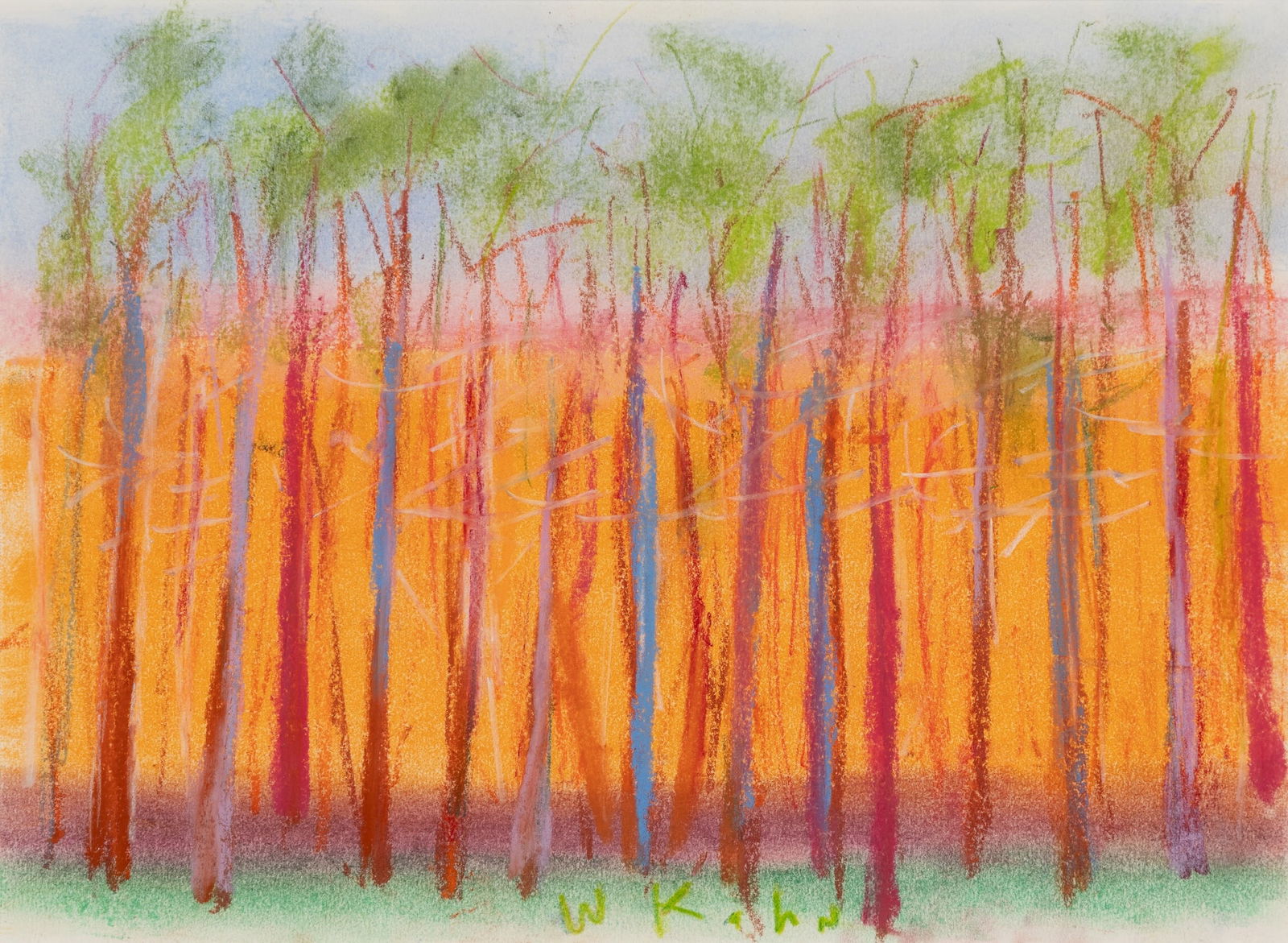 Wolf Kahn (Am. 1927-2020), Stately Row, Pastel on paper, framed under glass: Wolf Kahn (Am. 1927-2020) Stately Row Pastel on paper, framed under glass Signed l.c. 8 5/8" x 11 3/4" sight, 15 3/16" x 18 5/16" framed Provenance: Private