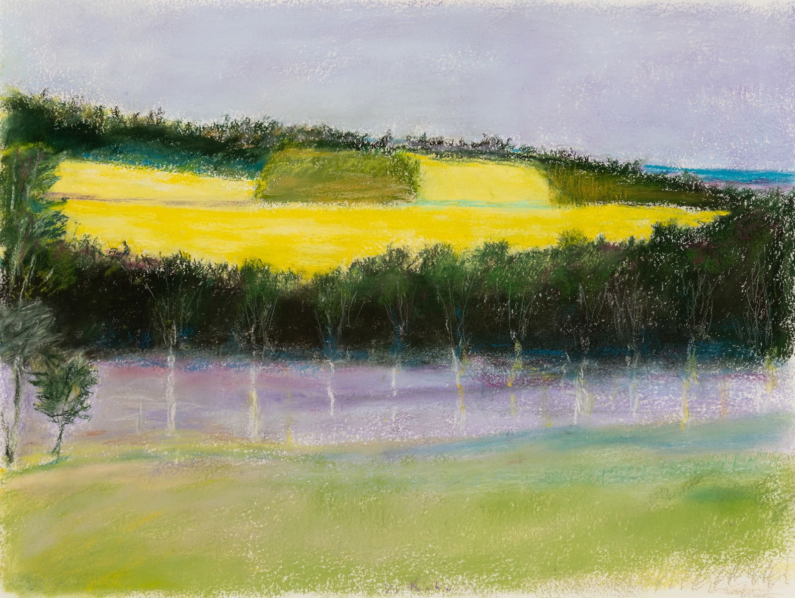 Wolf Kahn (Am. 1927-2020), Upper Pasture, Pastel on paper, framed under glass: Wolf Kahn (Am. 1927-2020) Upper Pasture Pastel on paper, framed under glass Signed l.c. 28" x 37" sight, 35" x 44 1/4" framed Provenance: Private collection