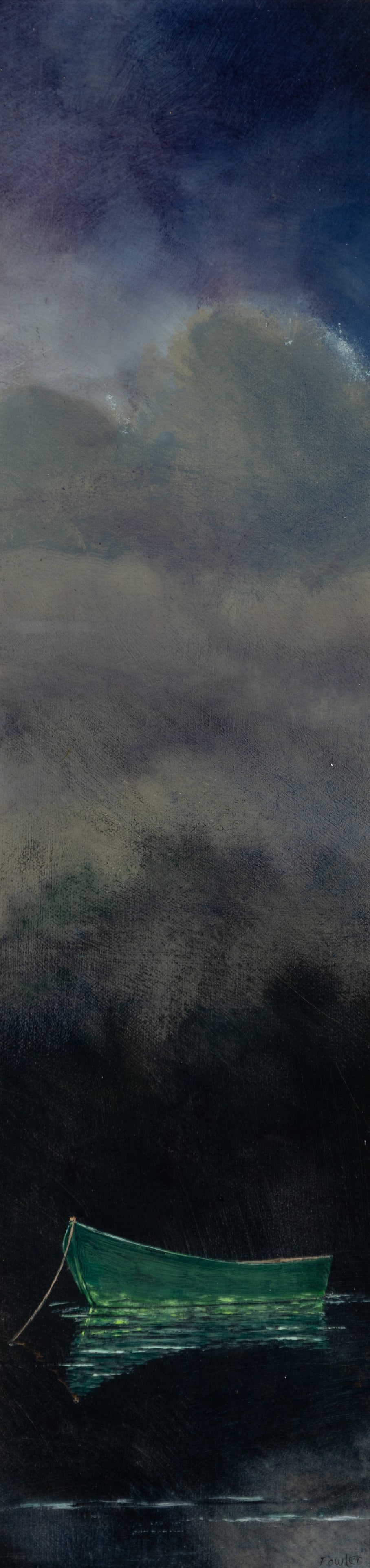 F. Ronald Fowler (Am. 1946-2014), Dusk on Salt Pond, Oil on board, framed: F. Ronald Fowler (Am. 1946-2014) Dusk on Salt Pond Oil on board, framed Signed l.r., signed, titled, and inscribed "F/3/23" verso 17 1/2” x 5” actual, 20 1/8” x 7 9/16&rdquo