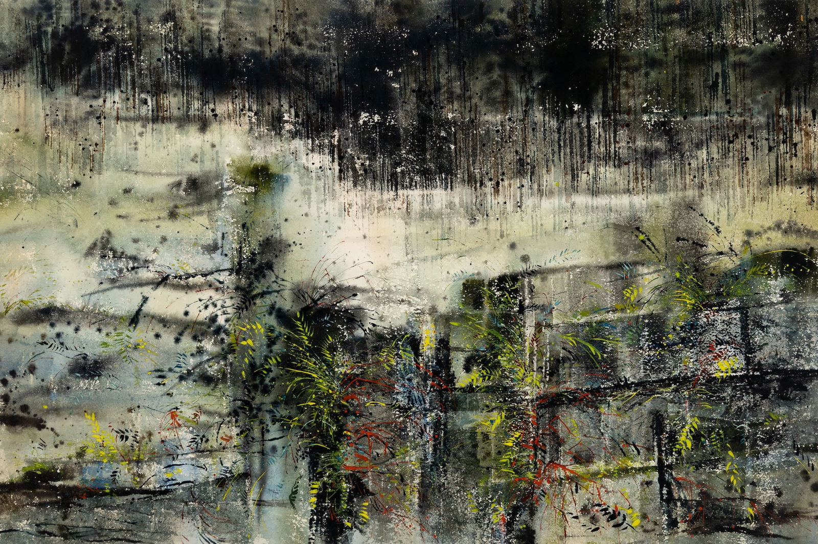 Vincent Hartgen (Am. 1914-2002), "Night of Frost" 1966, Orono, Maine, Watercolor on paper, framed: Vincent Hartgen (Am. 1914-2002) "Night of Frost" 1966, Orono, Maine Watercolor on paper, framed under glass Signed, titled, and dated on backing 23" x 35" actual, 31 3/8" x 43 1/4" framed