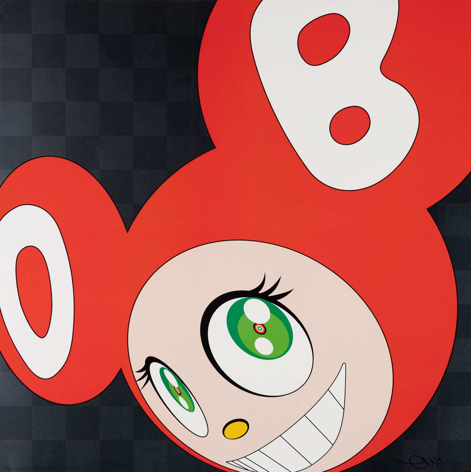 Takashi Murakami (Jap. b. 1949), And then and then and then and then and then (red), 1999, Offset: Takashi Murakami (Jap. b. 1949) And then and then and then and then and then (red), 1999 Offset lithograph, unframed Signed and editioned "163/700" in pen l.r. 26 3/4" x 26 3/4" actual