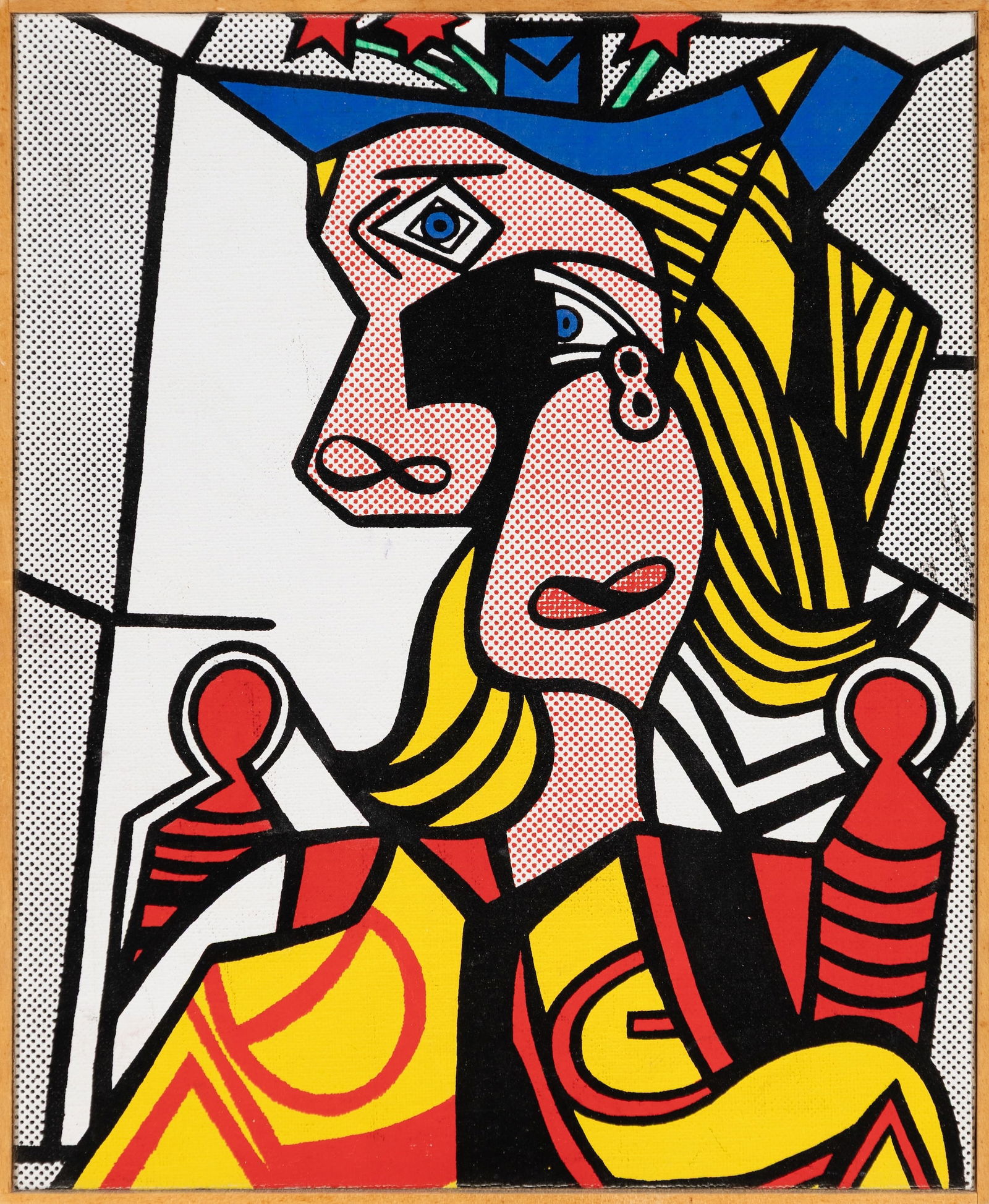 Richard Pettibone (Am. 1938-2024), Roy Lichtenstein, "Woman with Flowered Hat, 1963", 1970, Acrylic: Richard Pettibone (Am. 1938-2024) Roy Lichtenstein, "Woman with Flowered Hat, 1963", 1970 Acrylic and silkscreen on canvas, framed in artist's original frame Signed, dated, editioned "12/100", and