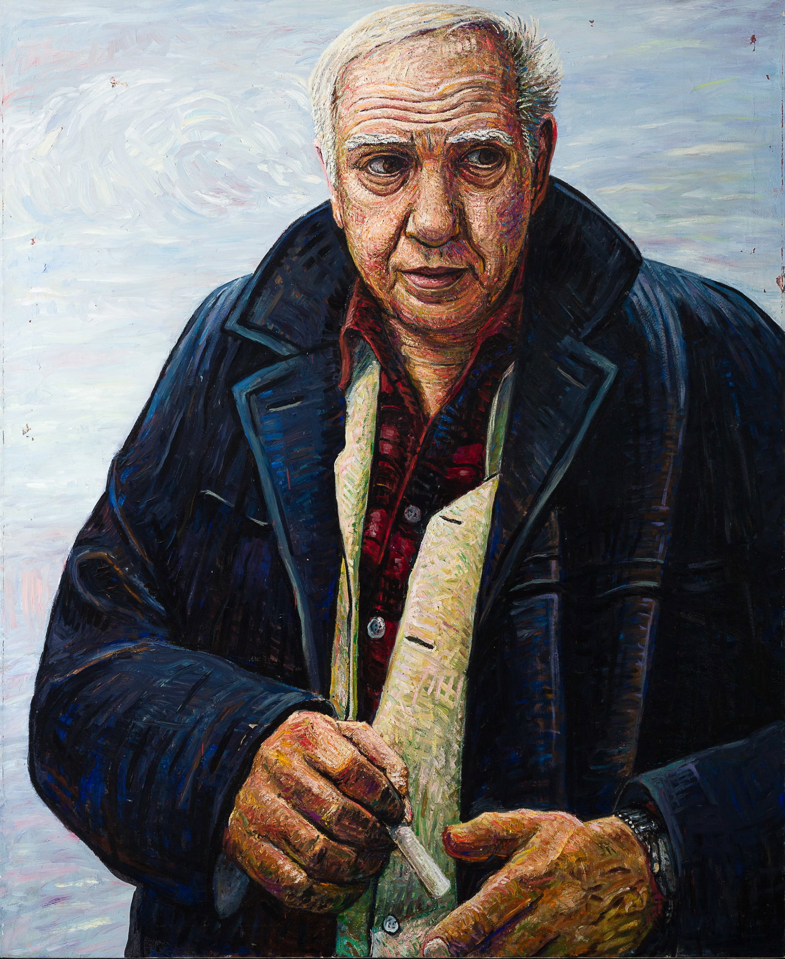 Jon Imber (Am. 1950-2014), "Portrait of Philip Guston in Pea Coast" 1982, Oil on canvas, unframed (1 of 4)