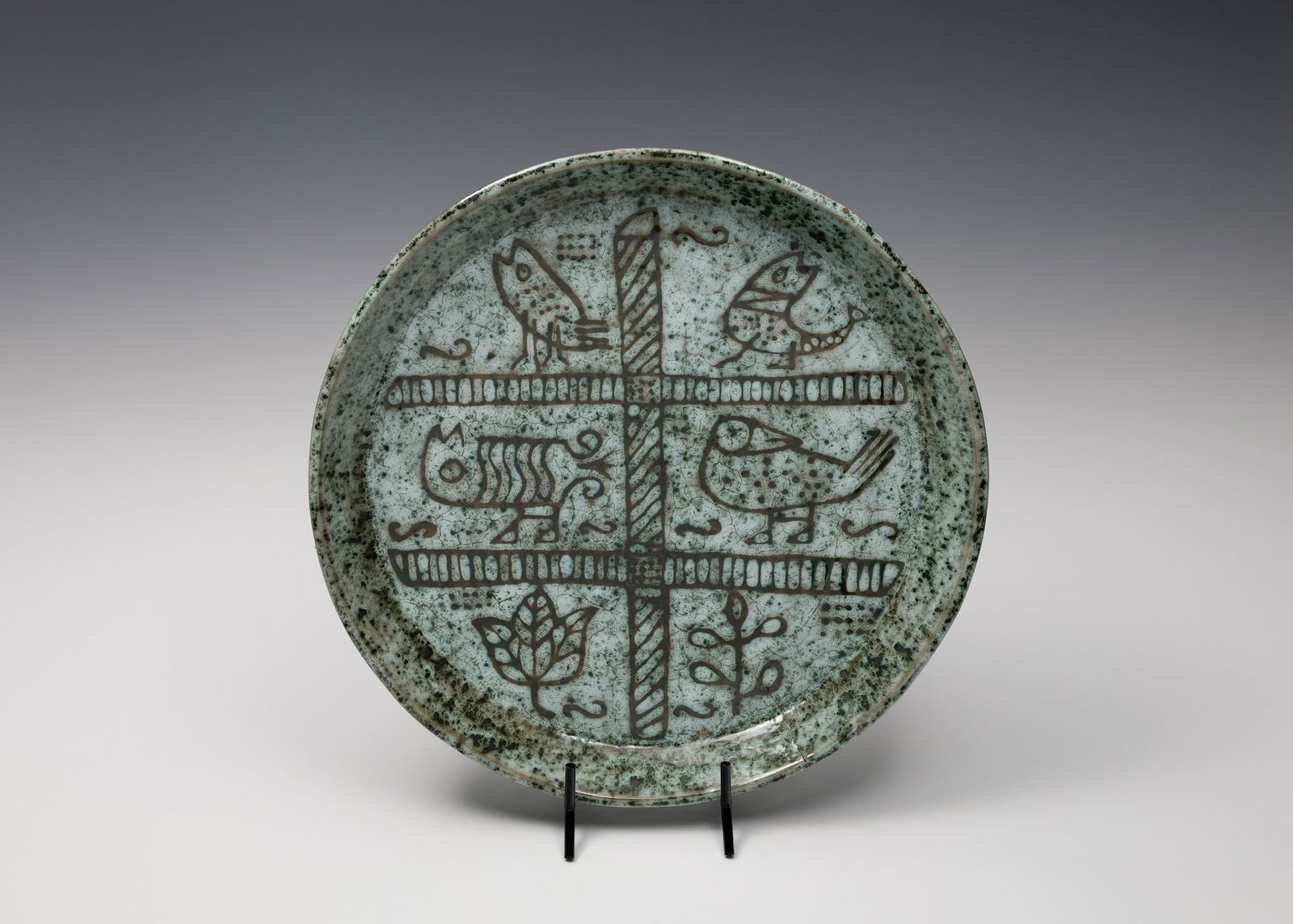 Jacques Blin (Fr. 1920-1995), Fruit Bowl, Glazed ceramic: Jacques Blin (Fr. 1920-1995) Fruit Bowl Glazed ceramic Signature incised on underside 14 3/4" diameter, 1 3/4" height Provenance: Private collection Old Wes