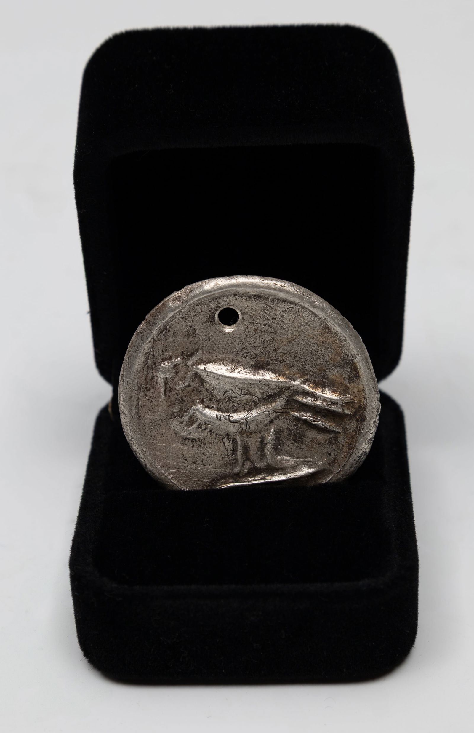 Pablo Picasso (Sp. 1881-1973), Medallion with Bird, Sterling silver: Pablo Picasso (Sp. 1881-1973) Medallion with Bird Sterling silver Unsigned, madoura Empreinte Originale Picasso stamp on verso 1 1/2" diameter Provenance: P