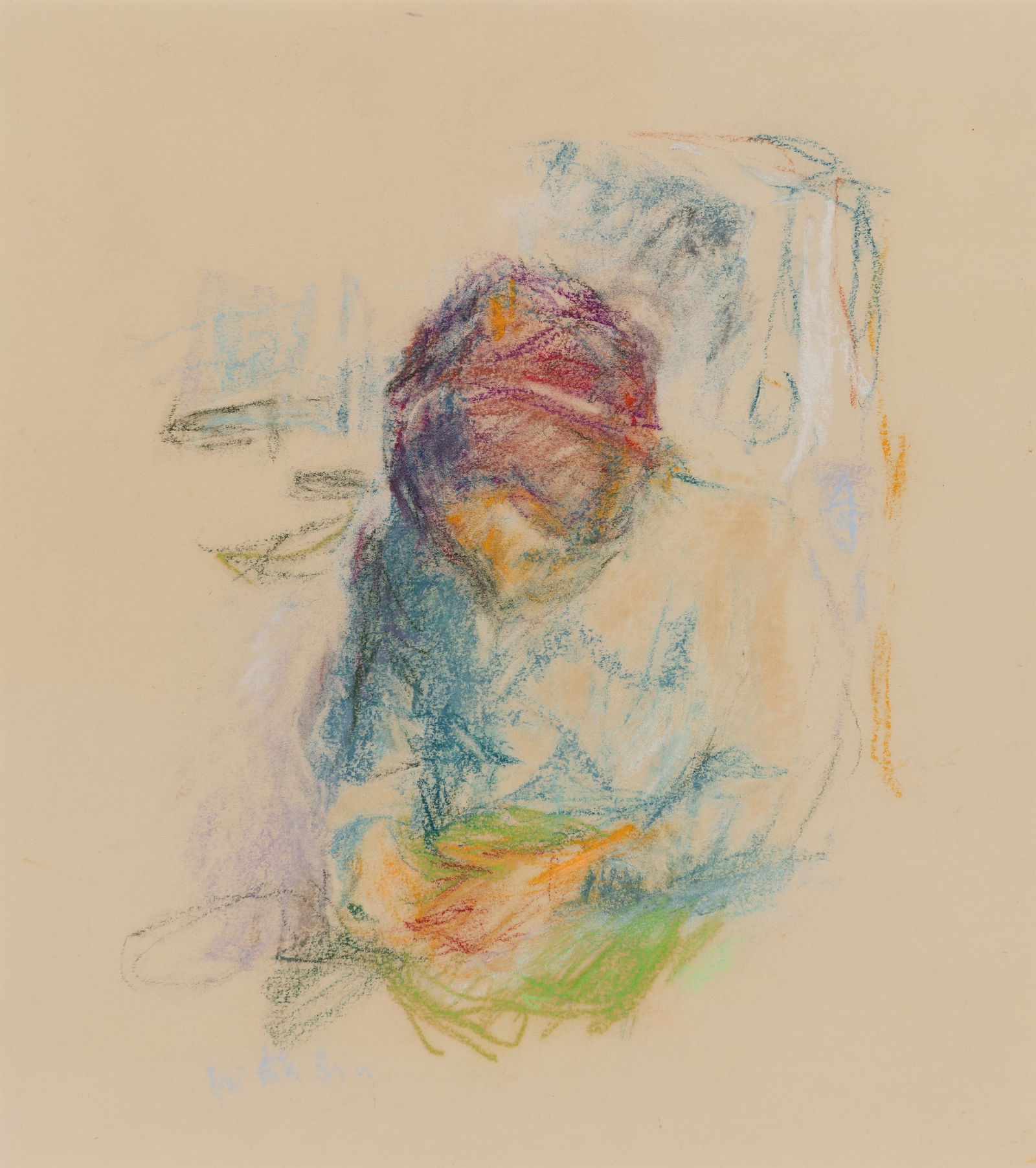 Wolf Kahn (Am. 1927-2020), "Emily" c. 1963, Pastel on paper, framed under glass: Wolf Kahn (Am. 1927-2020) "Emily" c. 1963 Pastel on paper, framed under glass Signed l.l., exhibition label on backing 11 1/2" x 10 1/4" actual, 16 1/4" x 15" framed Proven
