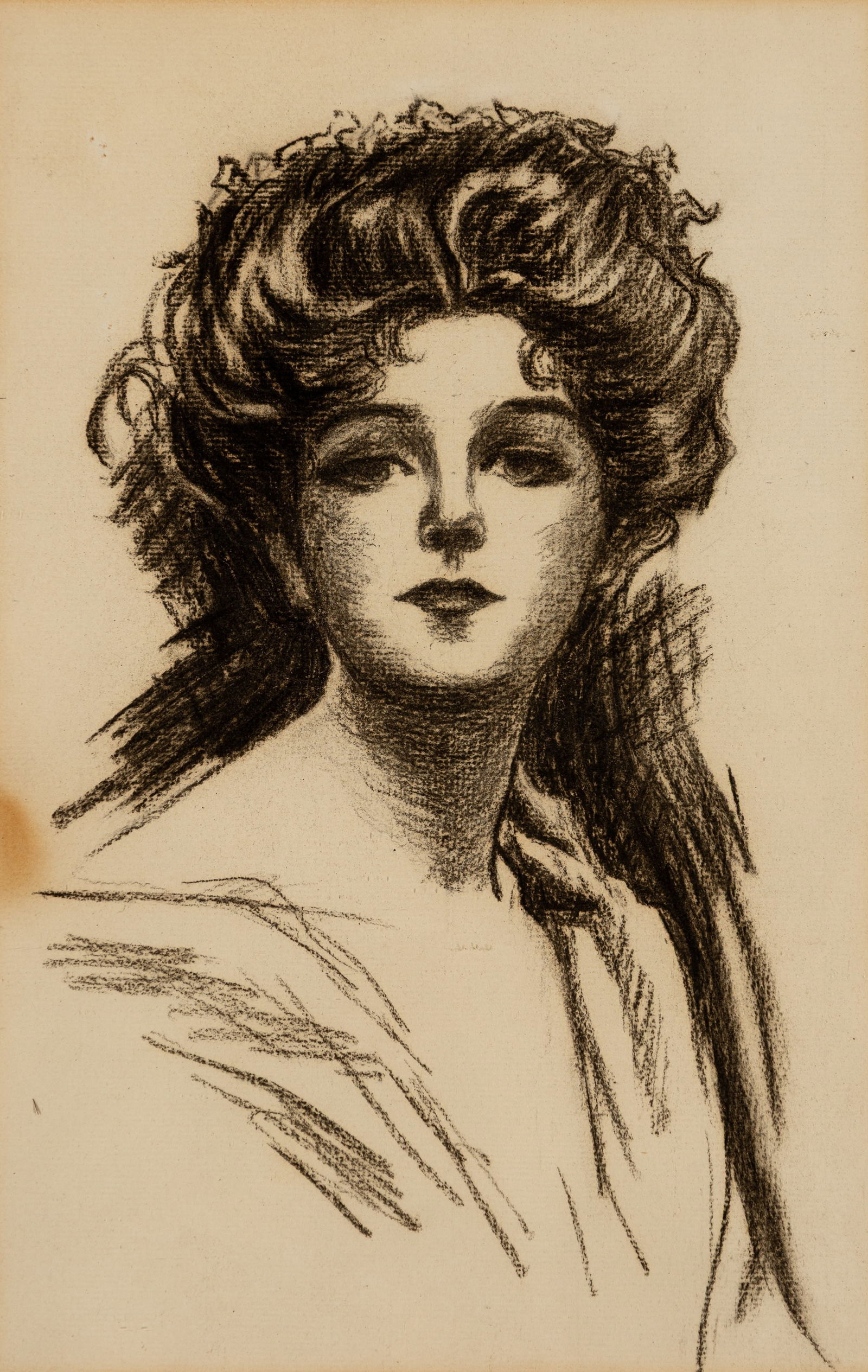 Attributed to Charles Dana Gibson (Am. 1867-1944), Gibson Girl, Charcoal on paper, framed under: Attributed to Charles Dana Gibson (Am. 1867-1944) Gibson Girl Charcoal on paper, framed under glass Unsigned 12" x 8" sight, 19 7/8" x 15 1/2" framed Provenance: </