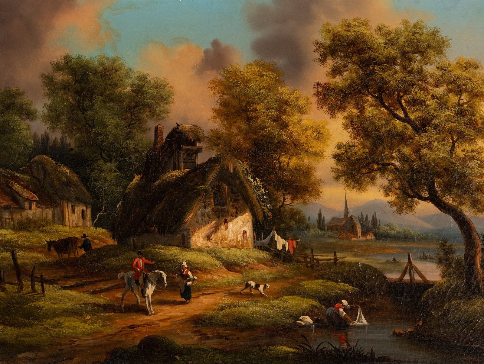 Victor DeGrailly (Fr. 1804-1889), Farm Cottage, Oil on canvas, framed (1 of 5)