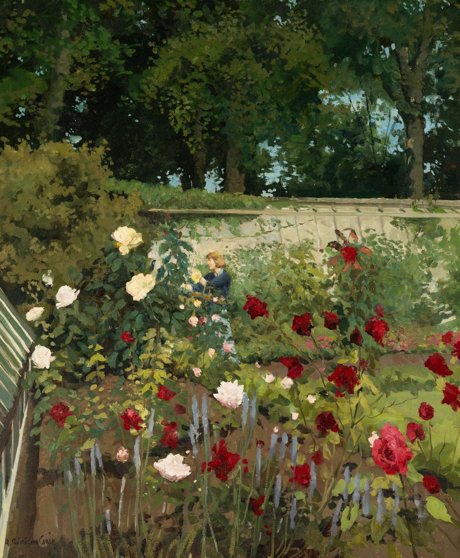 H. Robertson Craig (Br. 1916-1984), "Roses", Oil on canvas, framed: H. Robertson Craig (Br. 1916-1984) "Roses" Oil on canvas, framed Signed l.l., signed, titled, and inscribed "all rights reserved by Guildhall Galleries 10/10/65" on verso 35 1/2" x 30 1/2" ac