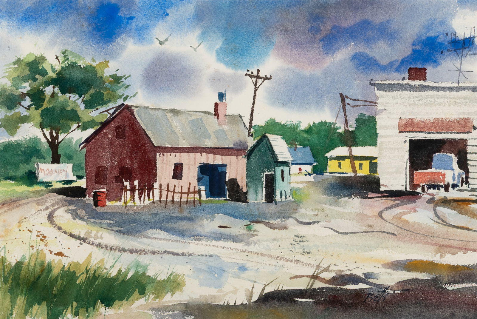 Edward Betts (Am. 1920-2008), Chop Yard, c. 1948-49, Watercolor on paper, framed under glass: Edward Betts (Am. 1920-2008) Chop Yard, c. 1948-49 Watercolor on paper, framed under glass Signed l.r. 13 7/8" x 20 3/4" sight, 25 13/16" x 31 13/16" framed Provenance: