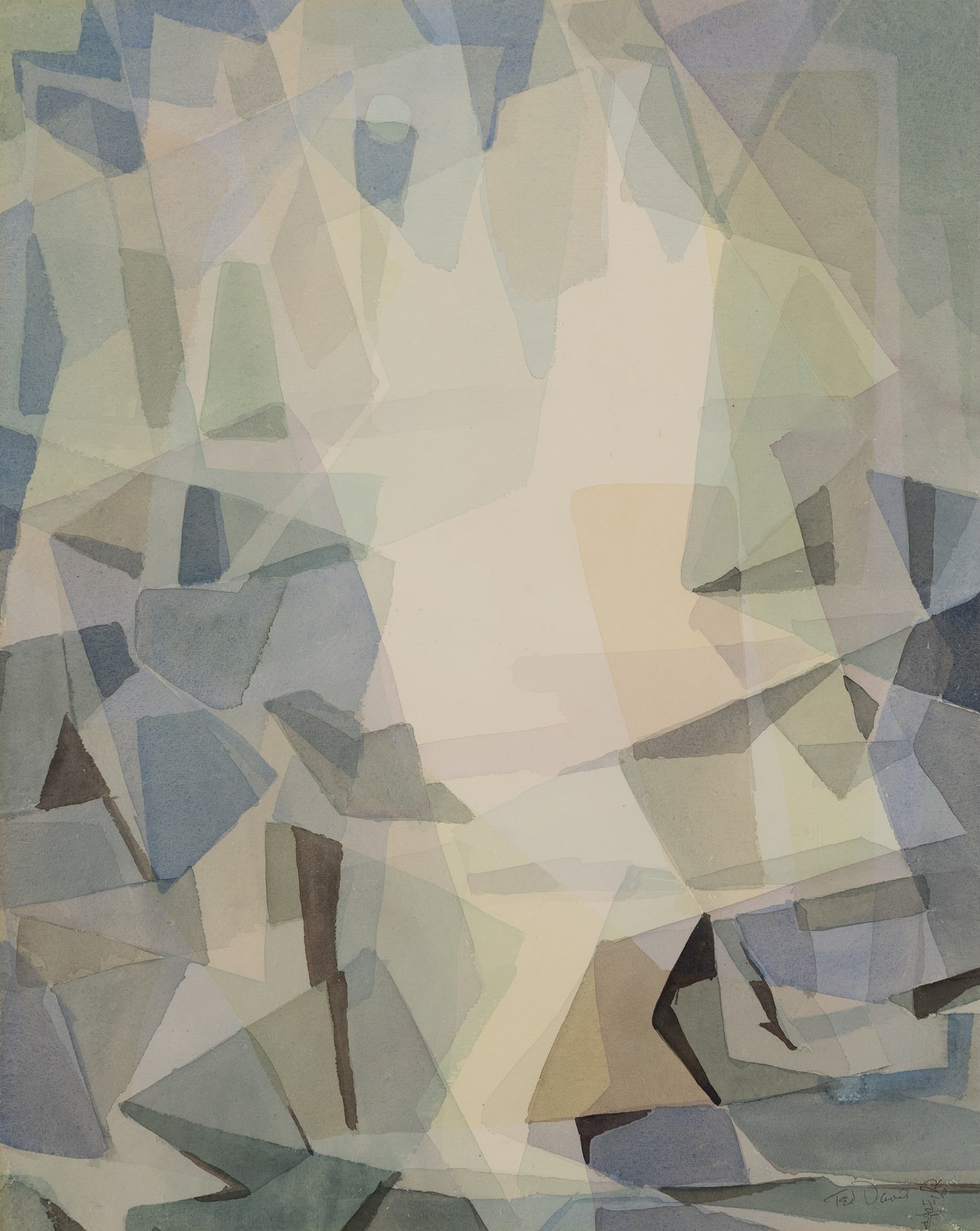 Ted Davis (Am. 1908-1995), Full Moon over Lobster Cove, Monhegan, Watercolor on paper, framed under: Ted Davis (Am. 1908-1995) Full Moon over Lobster Cove, Monhegan Watercolor on paper, framed under glass Signed and monogramed l.r., titled on artist's label on backing 24" x 19" sight, 33" x