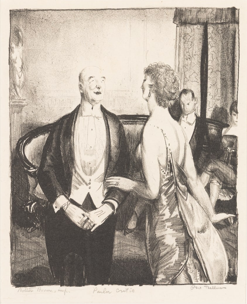 George Bellows (Am. 1882-1925), "The Parlor Critic", Lithograph, framed under glass (1 of 6)