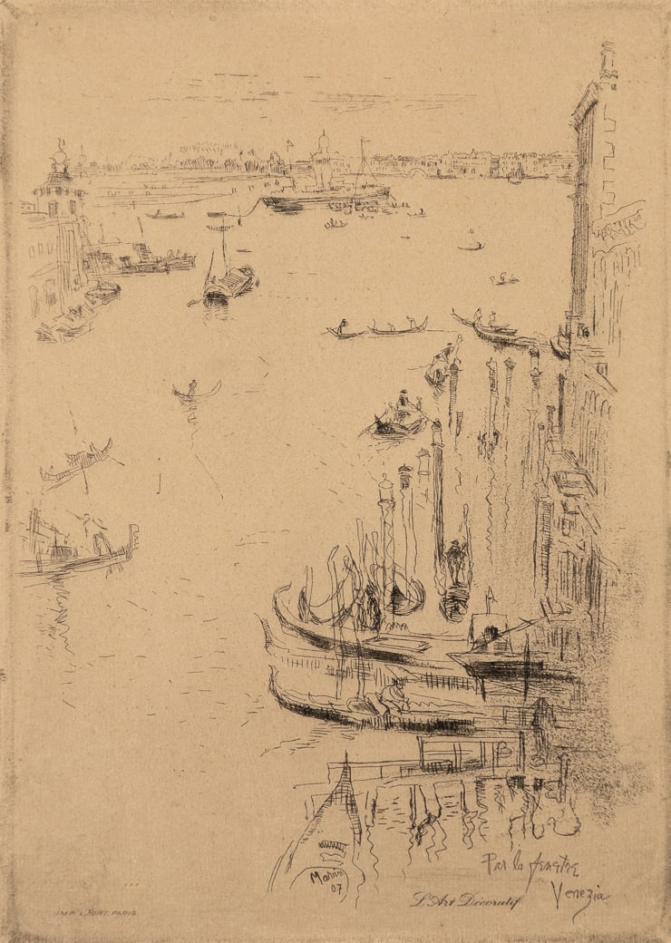 John Marin (Am. 1870-1953), "Through The Window, Venice" 1907, Etching, framed under glass (1 of 6)