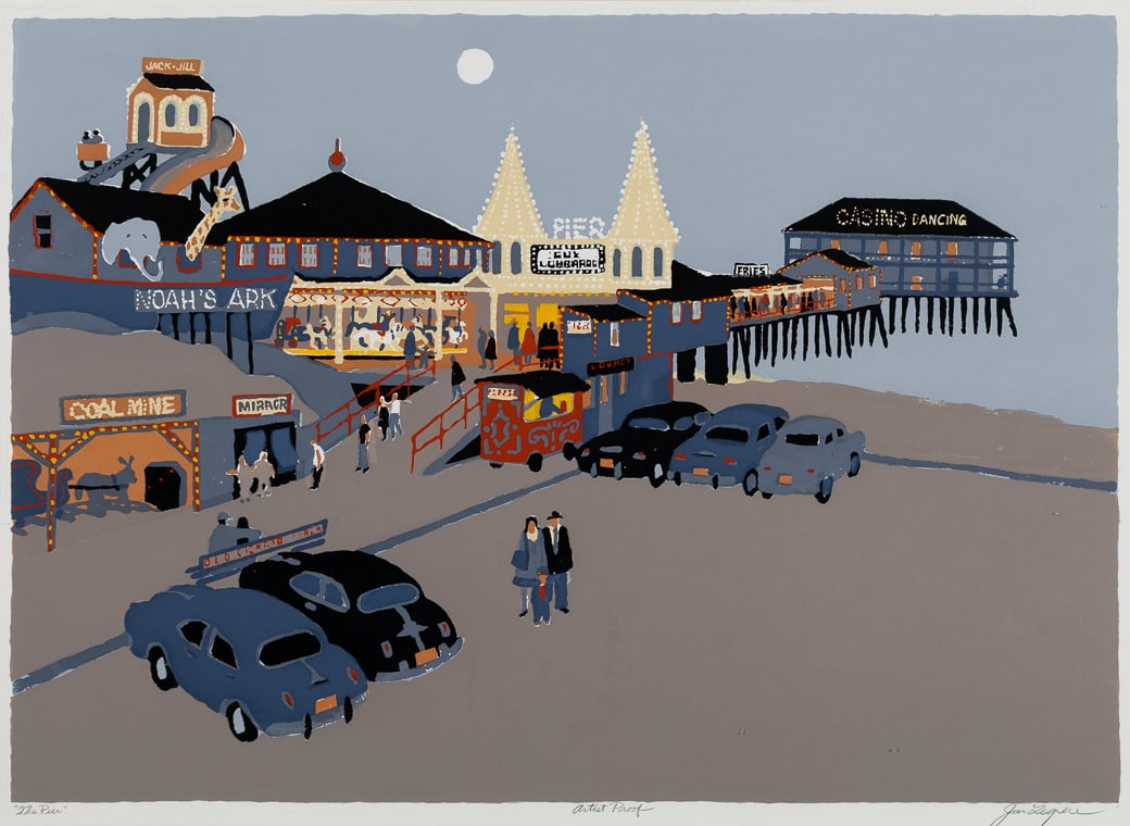 Jon Legere (Am. 1944-1996), "The Pier", Silkscreen on paper, framed under glass (1 of 8)