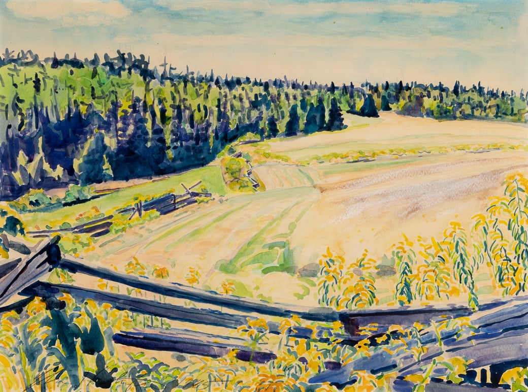 Christopher Huntington (Am. b. 1938), Late Summer, 1965, Watercolor on paper, framed under glass: Christopher Huntington (Am. b. 1938) Late Summer, 1965 Watercolor on paper, framed under glass Signed and dated l.l. 14 1/2" x 19 1/2" sight, 23 1/4" x 27 1/4" framed Proven