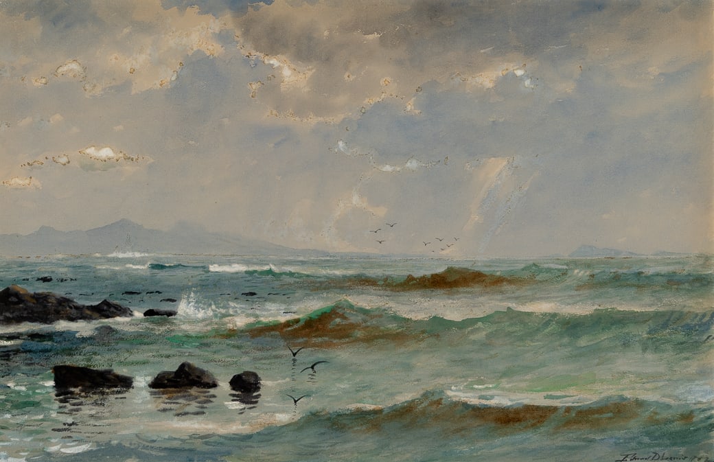 Edmund Darch Lewis (Am. 1835-1910), Seascape, 1902, Watercolor on paper, framed under glass (1 of 6)