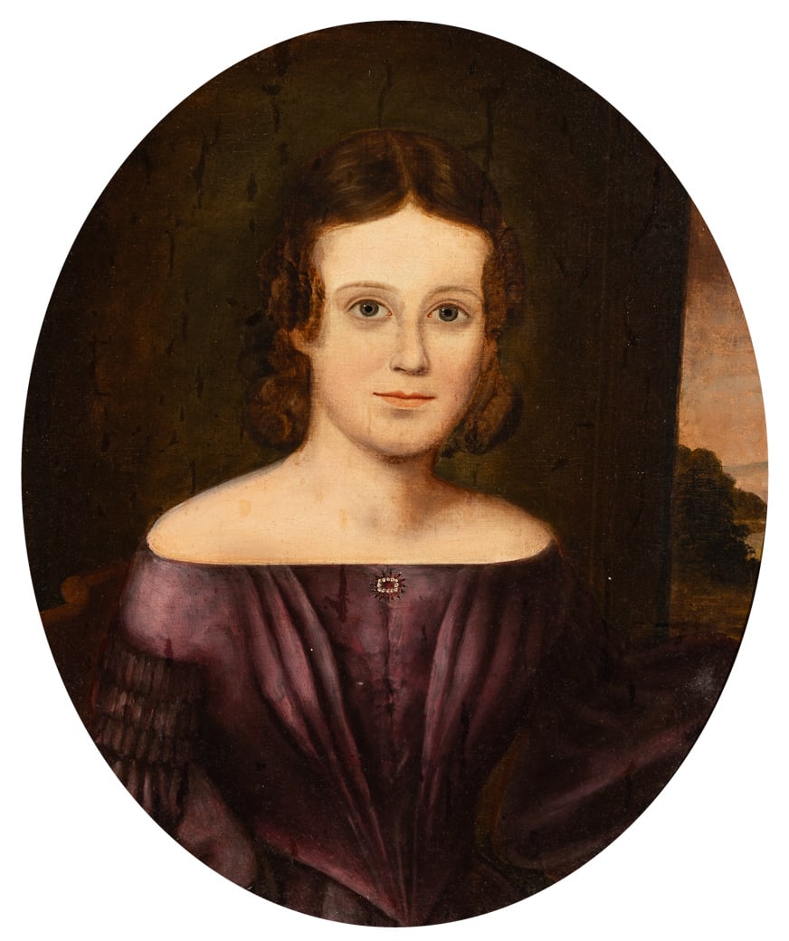 Attributed to Matthew Roberts Ramsey (Am. 1787-1880), Painting of Mary Howell Stagno, Oil on panel, (1 of 4)