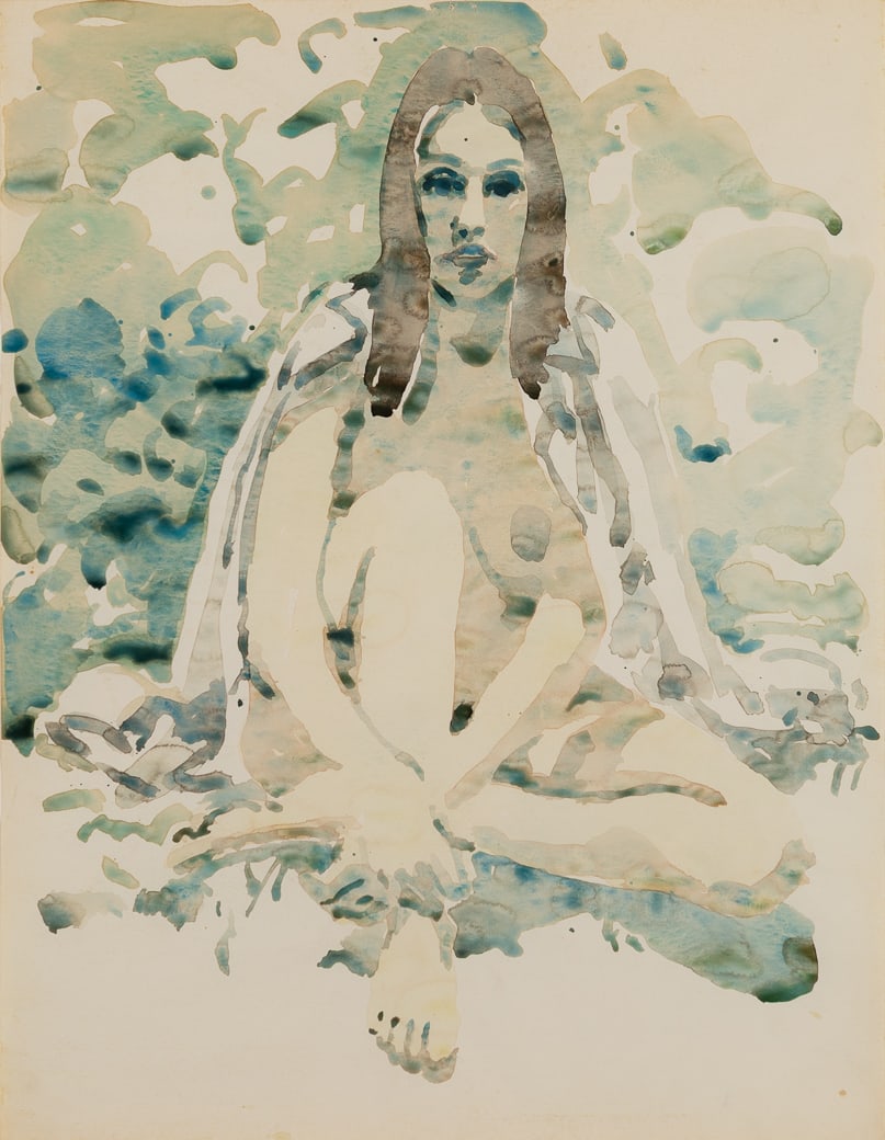 Neil Welliver (Am. 1929-2005), Sitting Woman, Watercolor on paper, framed under glass (1 of 7)