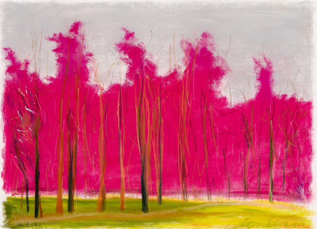 Wolf Kahn (Am. 1927-2020), Magenta Thicket, Pastel on paper, framed under glass: Wolf Kahn (Am. 1927-2020) Magenta Thicket Pastel on paper, framed under glass Signed l.l. 21" x 29" sight, 29" x 39" framed Provenance: Private collection Or