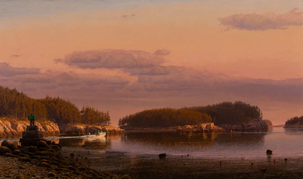 Joseph McGurl (Am. b. 1958), Early Morning on the Coast of Maine, 1998, Oil on board, framed (1 of 6)