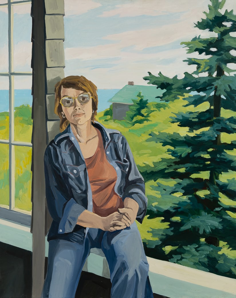 Elena Jahn (Am. 1938-2014), Self Portrait, 1974, Oil on canvas, framed: Elena Jahn (Am. 1938-2014) Self Portrait, 1974 Oil on canvas, framed Signature and date incised u.r., signed on verso 50 5/8" x 40 1/2" actual, 51 3/8" x 41 1/4" framed Pro