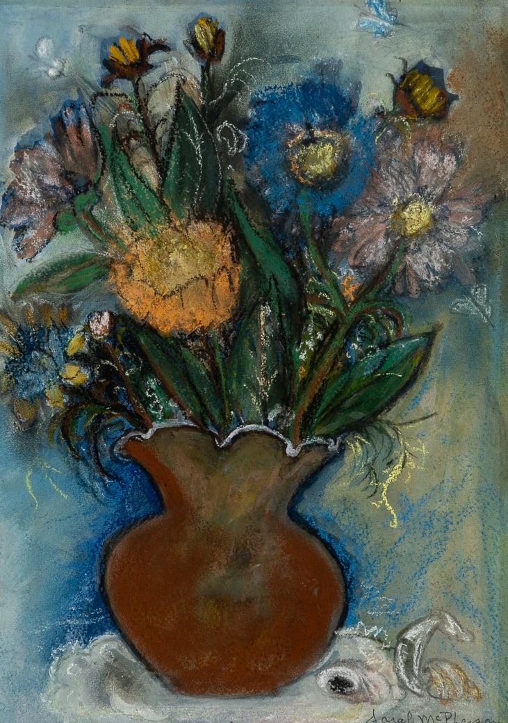 Sarah McPherson (Am. 1894-1978), Spring Bouquet, Pastel on paper, framed under glass: Sarah McPherson (Am. 1894-1978) Spring Bouquet Pastel on paper, framed under glass Signed l.r. 13 1/2" x 9 5/8" sight, 19 1/8" x 15 1/8" framed Provenance: